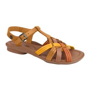 Sandália Rasteira New Face Mel New e Damasco Feminina
